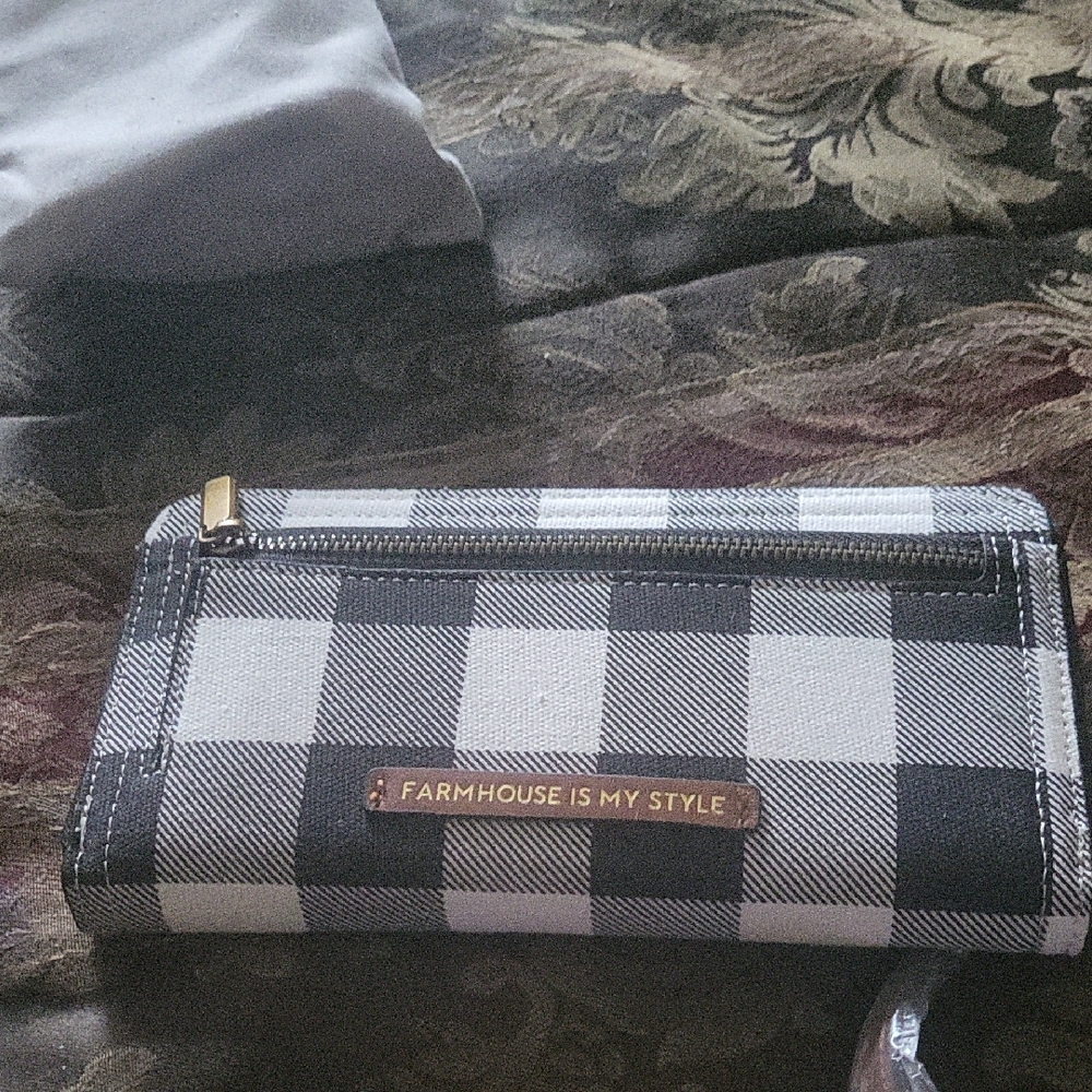Farmhouse Is My Style Black and White Checkered Wallet All Info Above
